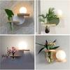 Lámpara de pared nórdica lámpara de noche para dormitorio decoración de pared de fondo para sala de estar balcón pasillo corredor lámpara de pared de madera maciza para niños con plantas