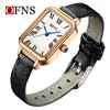 Reloj de Plato Cuadrado Pequeño Retro Ofns Elegante Estudiante Nicho Reloj con Correa de Gama Alta Reloj de Cuarzo Casual para Mujer