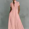 Desea Sitio Independiente Comercio Exterior Transfronterizo Elegante y Gracioso Vestido Largo de Cuello Alto con Cintura Alta, Falda Plisada y Fluida