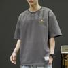 Camiseta de manga corta de algodón puro para hombre, talla grande, holgada, deportiva, verano 2024