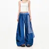 Comercio Exterior Transfronterizo Retro Americano Pantalones de Sable Decorativos con Abertura Lateral para Mujer Verano Nuevos Holgados Versátiles de Pierna Ancha Pantalones Largos Hasta el Suelo