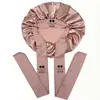 Gorro de Dormir de Seda Sintética de Ala Ancha para Mujer, Gorro Elástico de Tamaño Grande para Cuidado del Cabello con Lazo de Cinta, Pañuelo de Belleza para la Cabeza, Venta Caliente Transfronteriza