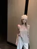 Camisola de Punto Elegante para Socialité, Estilo Chica Picante Oscura de Moda, Adornada con Pedrería Completa, Nuevo Verano 2025
