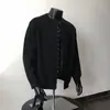 Jaqueta Cardigan Cinza Estilo Coreano Masculino Outono Tendência Design de Marca Malha de Alto Padrão com Botões de Rebite