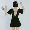 Traje de Baño para Mujer 2026 Nuevo Estilo de Alta Gama Negro con Escote en V Traje de Baño tipo Falda para Mujeres Ligeramente Gorditas, Oculta la Forma del Cuerpo y Te Hace Ver Más Delgada, Adecuado para Aguas Termales