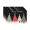 Nuevos Manteles Individuales de Lino Estampados de Navidad Más Vendidos Juego Decorativo de Manteles de Mesa para Fiesta Navideña Transfronteriza/Set de 4 Piezas