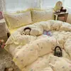 Conjunto de Roupa de Cama de Algodão Puro Novo Classe A Quatro Peças Capa de Edredom de Algodão Lençol Fronha Lençol com Elástico Roupa de Cama Conjunto de Três Peças para Dormitório Estudantil 4