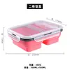 Amazon caja de almuerzo de silicona de grado alimenticio de dos compartimentos caja de conservación caja de almuerzo térmica caja de conservación portátil plegable para exteriores