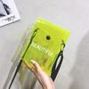 Bolsa para celular em gel com letras em cores doces e logotipo transparente, estilo coreano, bolsa transversal de PVC, pequena bolsa quadrada