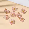 Colgante de Flor de Vidrio con Gradiente de Dos Tonos, Colgante de Flor de Cuatro Pétalos Estilo Retro con Agujero para Colgar, Materiales para Pendientes y Accesorios para el Cabello Hechos a Mano de Bricolaje