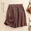 Shorts de algodão e linho com cintura elástica, calças de cinco pontos de perna larga, novas para o verão, calças casuais versáteis, folgadas, para mulheres, calças com zíper