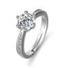 Anillo clásico transfronterizo de seis garras con apertura de taladro Mosan de 1 quilate chapado en platino que no se desvanece transmisión en vivo con productos ancla recomendación destacada