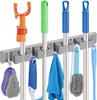 Estante para trapeador de baño, colgador de pared para cocina, con clip, espacio sin perforaciones, de aluminio, para trapeador y escoba
