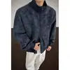 Chaqueta de vuelo con cuello alto para hombre, chaqueta de cuero tie-dye resistente para otoño, chaqueta bomber de béisbol, chaqueta de vuelo para hombre