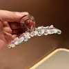 Piedra Cruda de Cristal Romántico Pinza Grande de Tiburón de Lujo Ligero Dulce Accesorio para el Cabello Volumen Grande del Cabello Pinza para la Parte Posterior de la Cabeza