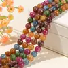 Cuentas Sueltas de Calcedonia de Alta Calidad en Color Turmalina, Cuentas Redondas de Gama Alta, Accesorios para Joyería DIY, Productos Semi-Terminados para Pulseras al por Mayor