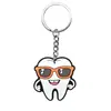 Novedad en Stock Serie de Dibujos Animados de Dientes Colgante Unilateral de Goma Blanda de PVC para Bolsos, Llaveros de Coche, Anillo de Llavero de Metal
