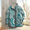 2025temu sitio web independiente otoño e invierno nuevo cárdigan con estampado de flor de anacardo chaqueta acolchada de un solo botón abrigo de algodón para mujer