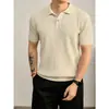 Camisa Polo, camisa de malha, camiseta de manga curta para homens, gola de lapela, decote V, listrada, estilo old money, negócios, verão, atacado de fábrica transfronteiriço