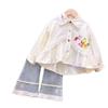 Ropa para Niños al por Mayor Trajes para Niñas Primavera y Otoño 25 Nuevas Prendas para Niños Camisetas Estampadas de Dibujos Animados y Pantalones de Mezclilla Conjunto de Dos Piezas