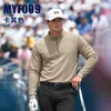 2026 Nova Roupa de Golfe Masculina Manga Longa Gola Alta Zíper Malha Waffle Secagem Rápida Antibacteriano Camisa Esportiva