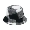Sombrero de Pescador Cuadros Clásicos Estilo Británico Otoño e Invierno Transfronterizo Hip-hop Calle Retro Cálido de Lana de Cordero Sombrero de Cubo para Hombres