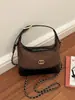 Bolsa Vintage de Camurça de Nicho para Mulheres 2026 Novo Modelo Padrão de Diamante Versátil Bolsa Transversal Color-Block da Moda Bolsa de Ombro Único Sob o Braço