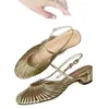 Versión de Cuero Suave~Ambiente Estilo Francés, Correas Delgadas, Sandalias Romanas de Gama Alta Estilo Vacaciones para Mujer, Sandalias de Playa Huecas Tejidas de Tacón Bajo