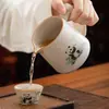 Conjunto de chá portátil para viagem em cerâmica Ru, filtro de porcelana Ru de alta qualidade, xícara para beber rapidamente, novo estilo chinês, acampamento ao ar livre e conjunto de chá para carro