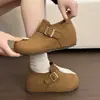 Botas de neve femininas 2026 extremamente estilosas com aumento interno de 7 cm de altura, sola grossa e forro de lã, mocassins