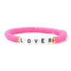 Amazon oferta caliente pulsera bohemia de arcilla polimérica suave colorida de 6 mm con letras para mujer pulsera mixta estilo playa