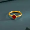 Anillo de Concha de Trébol de Cuatro Hojas Anillo Delgado de Cola de Trébol Apertura Ajustable para Novia Regalo del Día de San Valentín