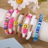 Conjunto de Pulseiras Simples Multicamadas Elásticas com Contas Lisas e Rostinhos Sorridentes Europeu e Americano Pulseira de Contas Retrô Boêmia