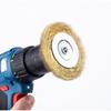 Escova de arame de aço plana com cabo em forma de T, roda de arame de aço amarelo, cabeça plana, escova de metal, remoção de ferrugem, rebarbação