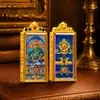 Pendente 3D Cultural Criativo Xizang Cervo Duplo 4x2 Amarelo da Riqueza Pintado à Mão Tradicional e Buda da Medicina Tara Verde