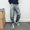 Jeans Modernos para Hombre con Pierna Ligeramente Cónica, Parches Rasgados, Pantalones Holgados de Pierna Recta con Lavado Vintage y Salpicaduras de Pintura, Pantalones Geniales para Hombre