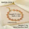 Pulsera de Acero Inoxidable con Flor Incrustada de Diamantes de Nuevo Estilo Transfronteriza para Mujer, Cadena de Trébol de la Suerte con Circonita de Colores, Pulsera Ajustable de Lujo Ligero al por Mayor