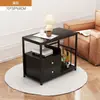 Mesa lateral, mesinha de centro, armário lateral de sofá, mesa de chá móvel, mesinha, prateleira de armazenamento, armário lateral estreito, mesa de chá para lazer na varanda