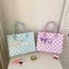 En stock Bolso de Fieltro Bolso Tote de Fieltro para Sublimación Dibujos Animados Versátil Estampado a Cuadros Bolso Tote de Fieltro Kulomi