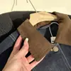 Chaqueta Corta de Mezclilla Pesada Casual Suelta Estilo Granero Xiaohe con Solapa de Pana en Contraste, 9457