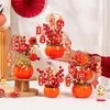 Decoraciones de Año Nuevo, Adornos de Caqui, Flores de Nochevieja, Flores Artificiales, Arreglos de Flores Artificiales, Arreglos Florales, Frutas Rojas, Frutas de la Fortuna, Cubos de la Fortuna