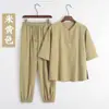 Departamento de vestuário budista estilo Zen Hanfu verão traje chinês linho vestuário taoísta masculino e feminino prática de meditação traje Tang vestuário de chá