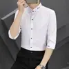 Camisa de Verano Personalizada de Manga Media para Hombre Camisa Versátil de Manga Corta Ajustada para Hombre Moderna Casual Delgada Ligera Lujo