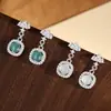 Pendientes Originales Cuadrados de Jade Plata de Ley 925 Retro Nuevos Pendientes Chinoses Geométricos para Mujer Lujo Accesible Joyería para Orejas de Gama Alta