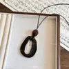 Colar Pingente Anel Longo Assimétrico Retrô Estilo Étnico Feminino Corrente de Suéter Ajustável com Gola Halter Acessórios de Alto Padrão
