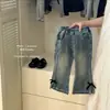Pantalones para Niña Estilo Coreano Ropa Infantil Moda Otoño 2026 Niña Pequeña Lazo Jeans Acampanados Elegantes Versátiles Modernos