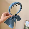 Diadema de Tela Vaquera Azul Verano con Corona Alta y Cinta, Peine Trenzado para el Cabello, Accesorio para el Cabello de Uso Diario para Mujeres