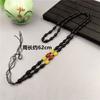 Colar masculino e feminino com pingente de corrente de contas, colar com pingente de corda de jade, corrente de corda de pescoço, contas de arroz branco de obsidiana, corrente de contas de arroz de jade xiuyu