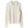 Suéter de lana tejido a cable para mujer, colección otoño 2026 nuevo, color liso, adecuado para el trabajo, top de punto estilo polo