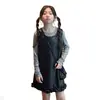 Vestido Chaleco para Niña Otoño Invierno 2026 Nuevo Elegante Primavera Otoño Bolso de Falda de Cuero para Niños Conjunto de Tres Piezas Moda Tendencia